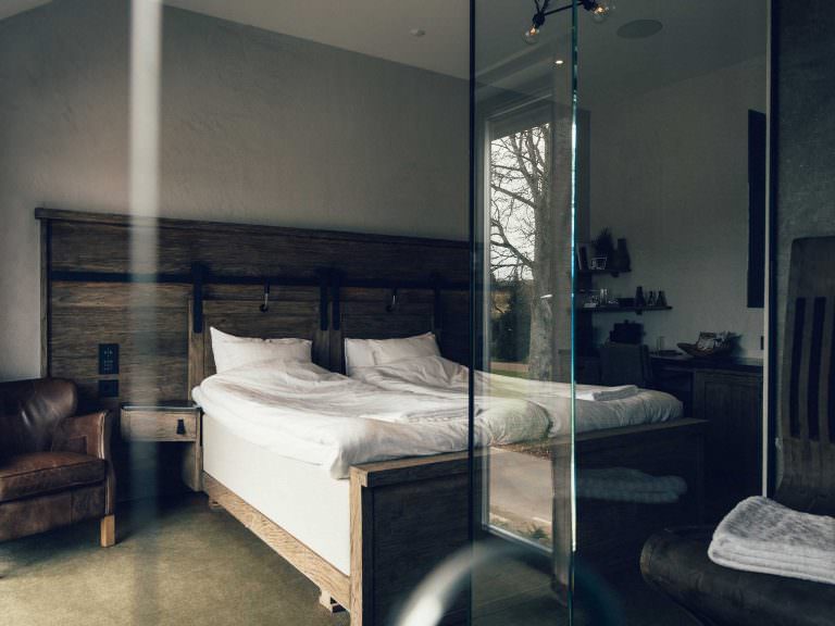 A room with a sauna